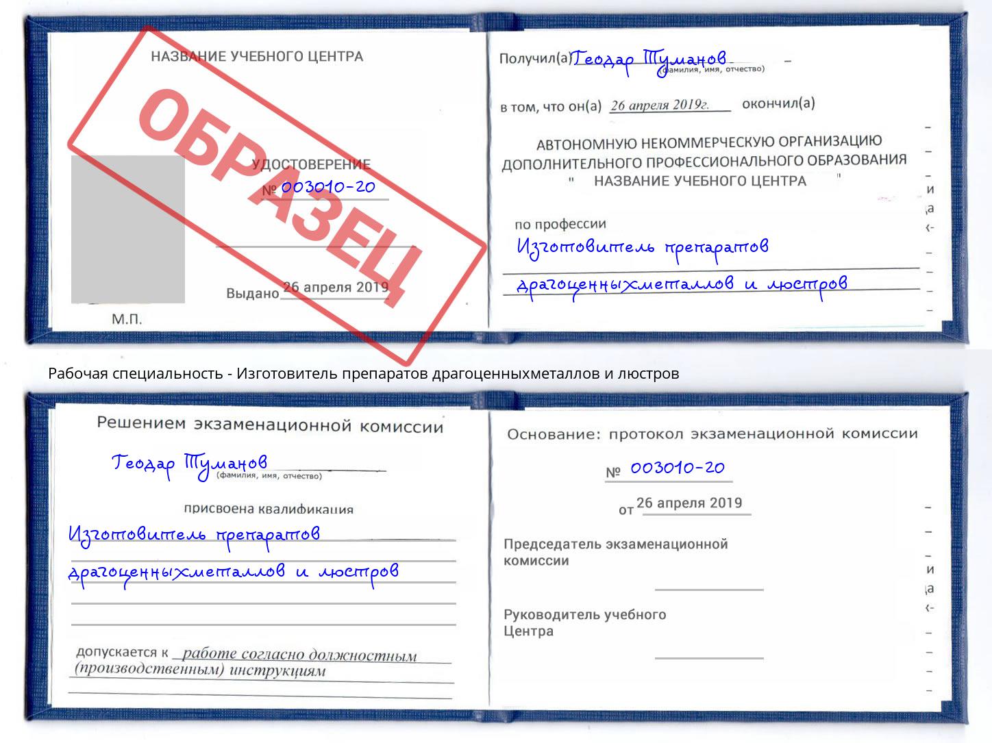 Изготовитель препаратов драгоценныхметаллов и люстров Сыктывкар