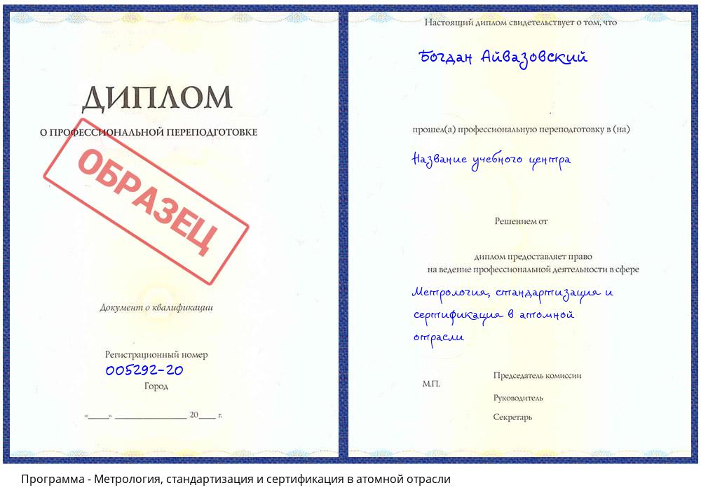 Метрология, стандартизация и сертификация в атомной отрасли Сыктывкар