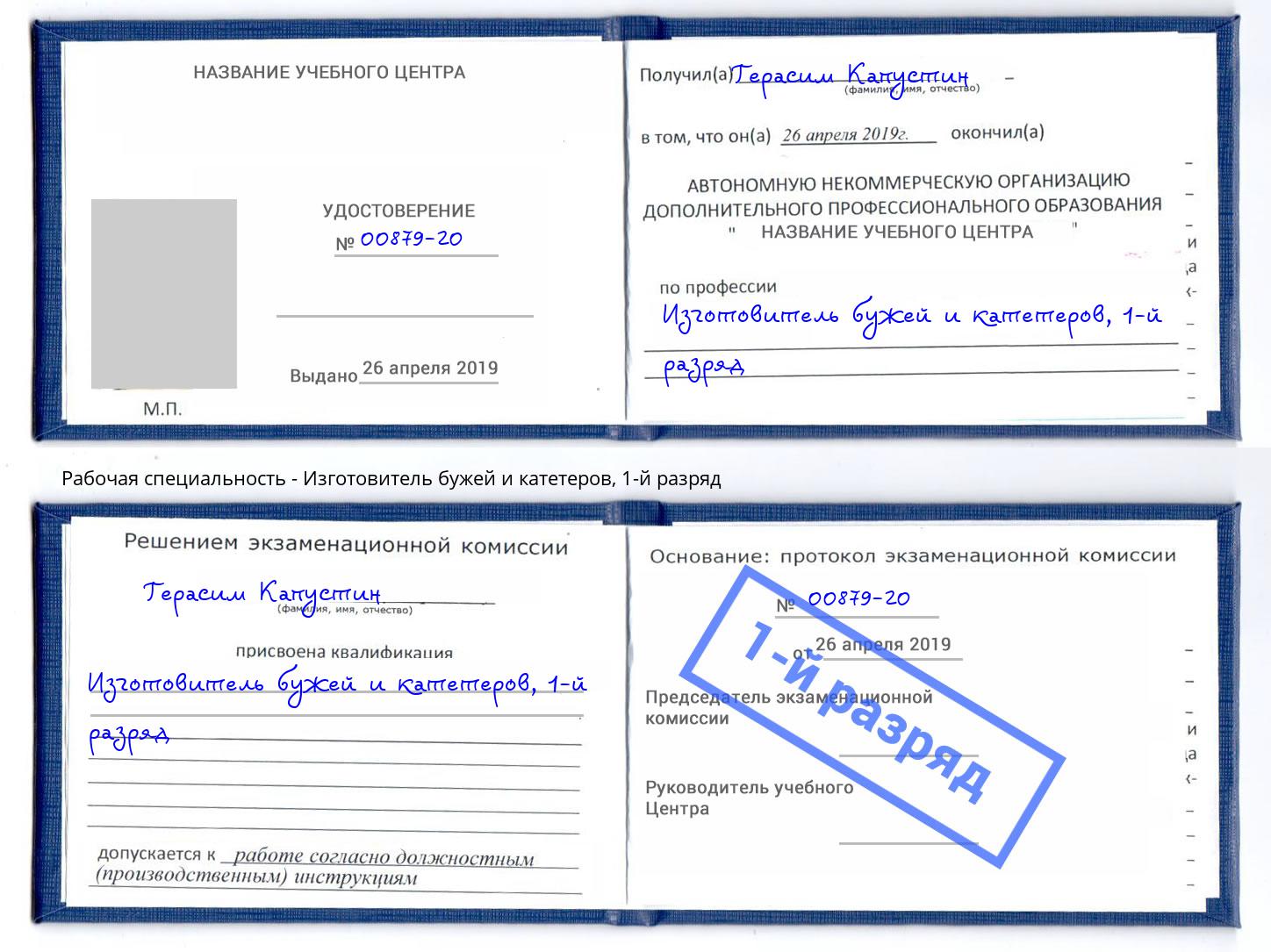 корочка 1-й разряд Изготовитель бужей и катетеров Сыктывкар