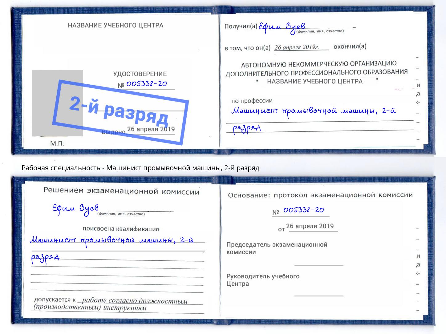 корочка 2-й разряд Машинист промывочной машины Сыктывкар