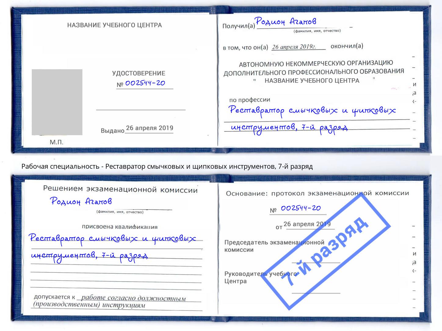 корочка 7-й разряд Реставратор смычковых и щипковых инструментов Сыктывкар