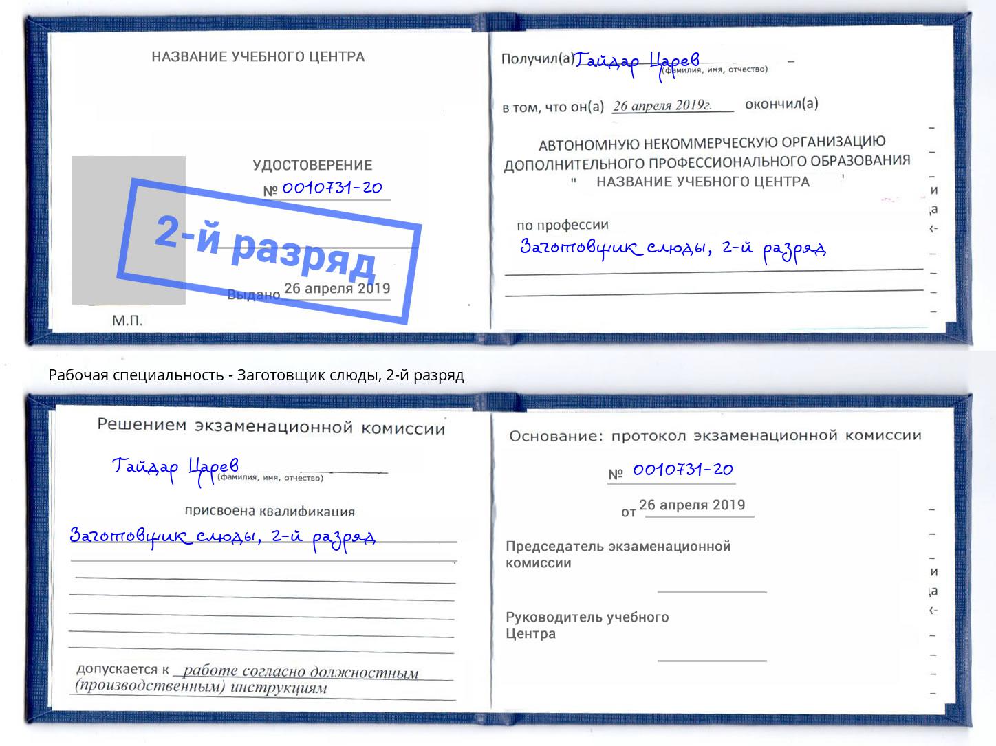 корочка 2-й разряд Заготовщик слюды Сыктывкар
